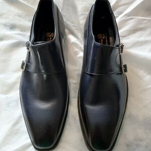 Sleek Black Double Monk Strap Derbys